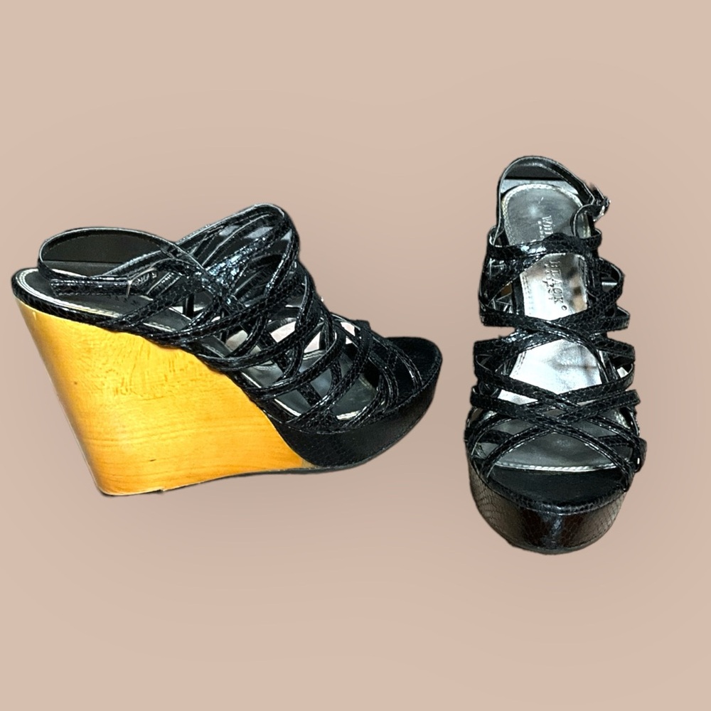 White House Black Market strappy wedges, Size 7.5